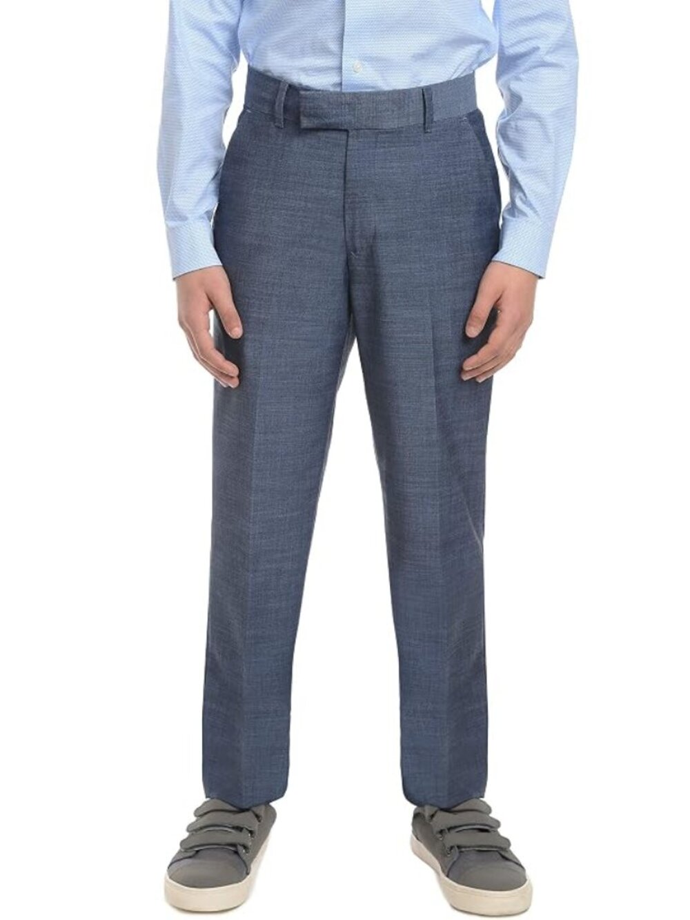 Calvin Klein Flat Front Dress Pant Boys Size 18 Medium Blue Hook and Eye Closure